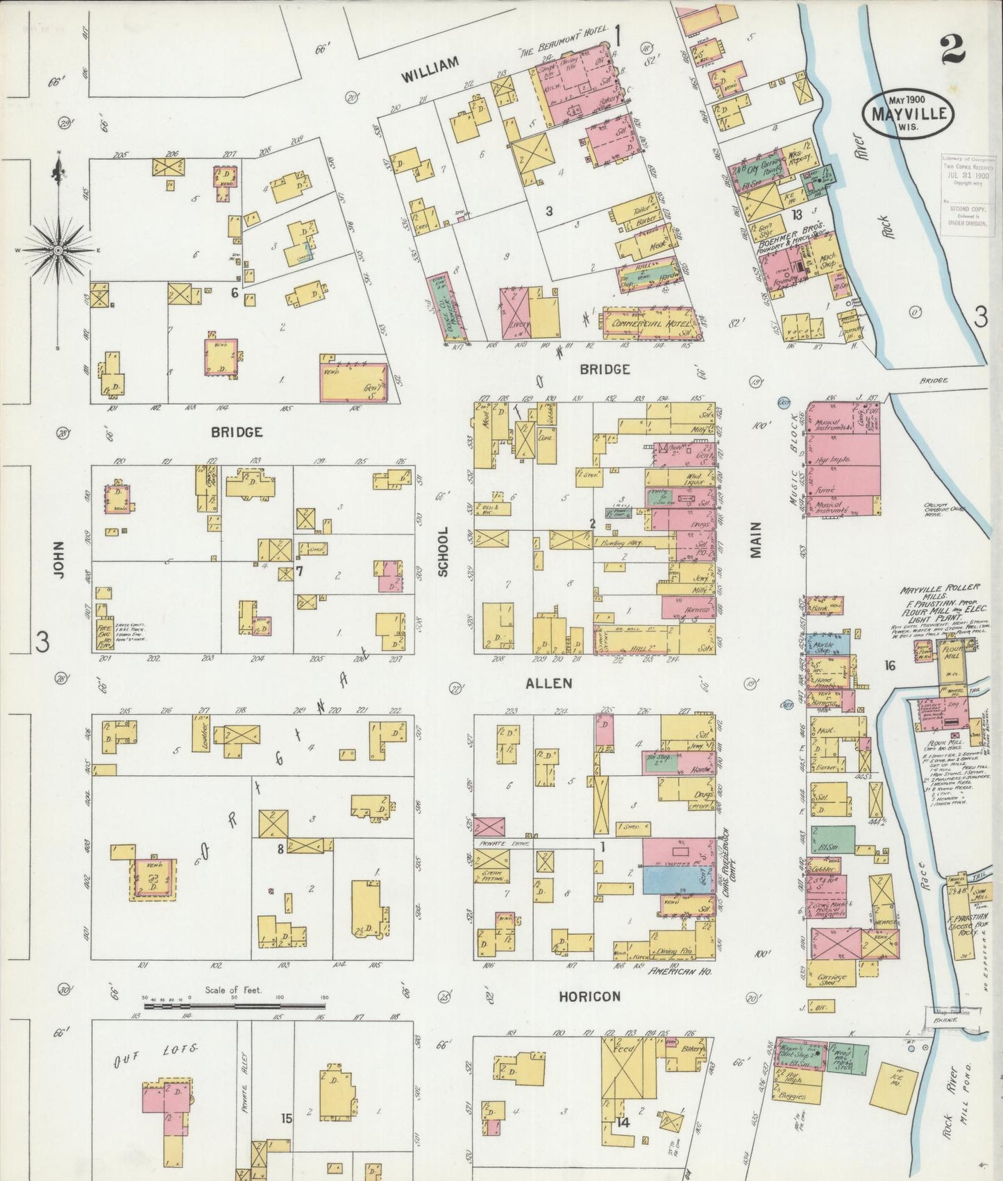 Sanborn Fire Insurance Map from Mayville, Dodge County, Wisconsin (1900), Sheet #0002 - Complete Map Set gallery image, historic Sanborn map, vintage wall art, Wisconsin Wisconsin
