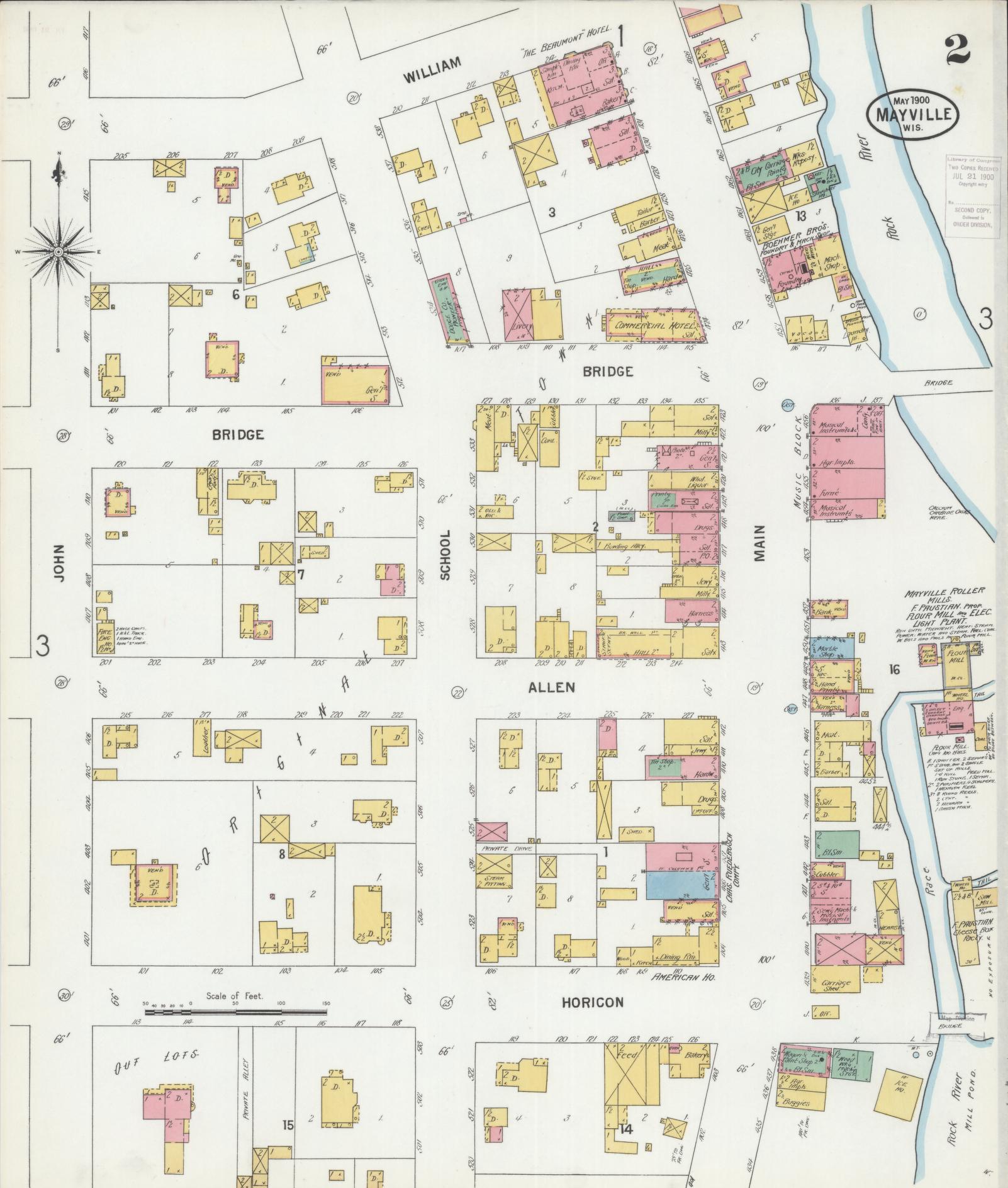 Sanborn Fire Insurance Map from Mayville, Dodge County, Wisconsin (1900), Sheet #0002 - Complete Map Set gallery image, historic Sanborn map, vintage wall art, Wisconsin Wisconsin