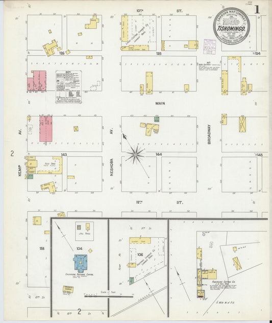 Sanborn Fire Insurance Map from Tishomingo, Johnston County, Oklahoma (1902), Sheet #0001 - Complete Map Set gallery image, historic Sanborn map, vintage wall art, Oklahoma Oklahoma
