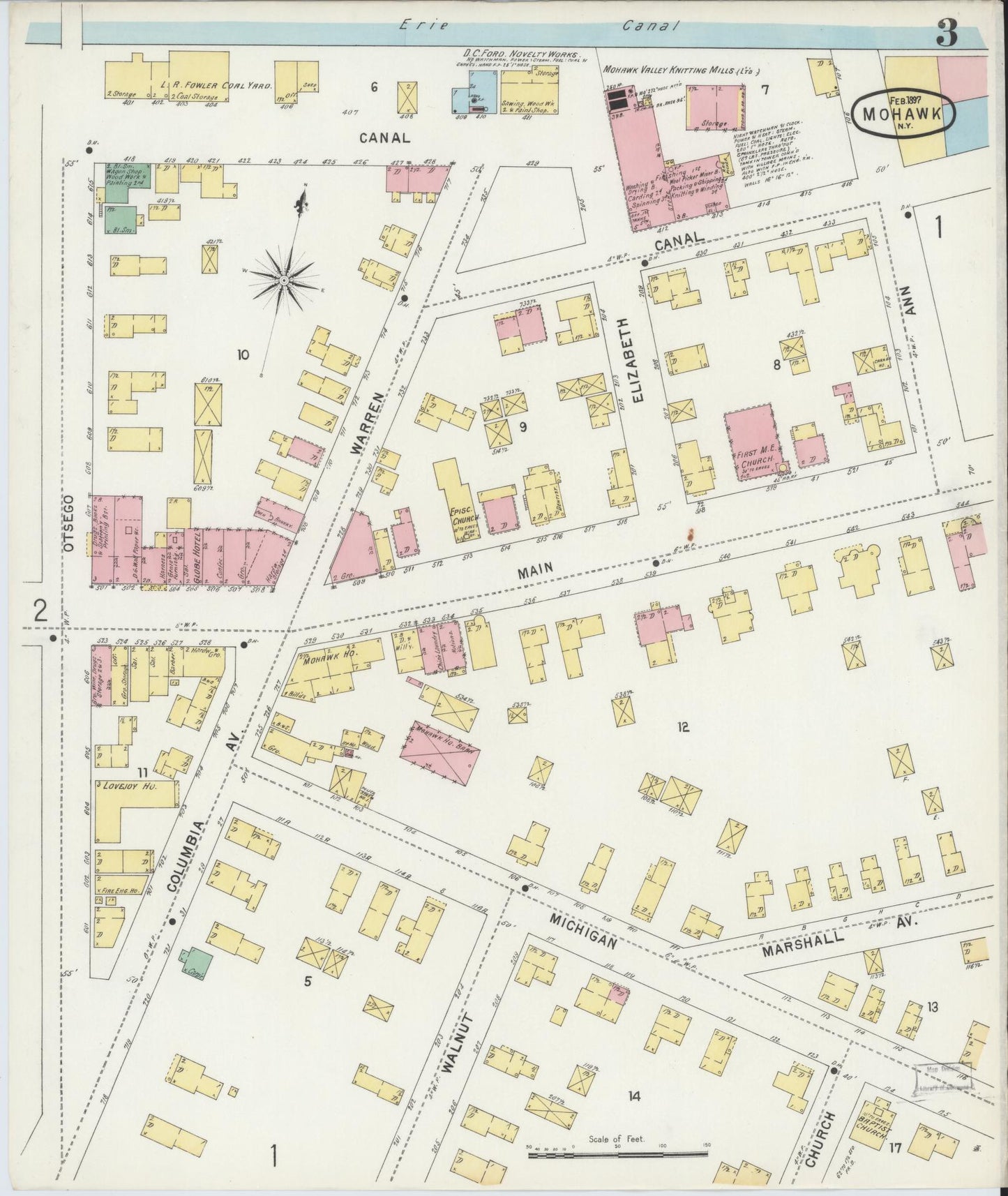 Sanborn Fire Insurance Map from Mohawk, Herkimer County, New York (1897), Sheet #0003 - Historic Sanborn Fire Insurance Map Print, vintage old map wall art, antique decor, genealogy gift, New York New York map