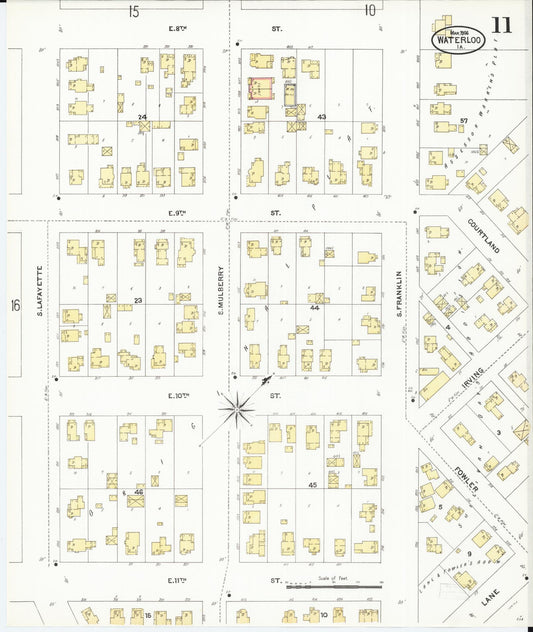 Sanborn Fire Insurance Map from Waterloo, Black Hawk County, Iowa (1906), Sheet #0011 - Historic Sanborn Fire Insurance Map Print, vintage old map wall art