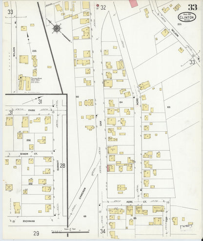 Sanborn Fire Insurance Map from Clinton, Worcester County, Massachusetts (1911), Sheet #0033 - Historic Sanborn Fire Insurance Map Print, vintage old map wall art, antique decor, genealogy gift, Massachusetts Massachusetts map