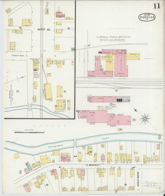 Sanborn Fire Insurance Map from Danville, Montour County, Pennsylvania (1896), Sheet #0011 - Historic Sanborn Fire Insurance Map Print, vintage old map wall art, antique decor, genealogy gift, Pennsylvania Pennsylvania map