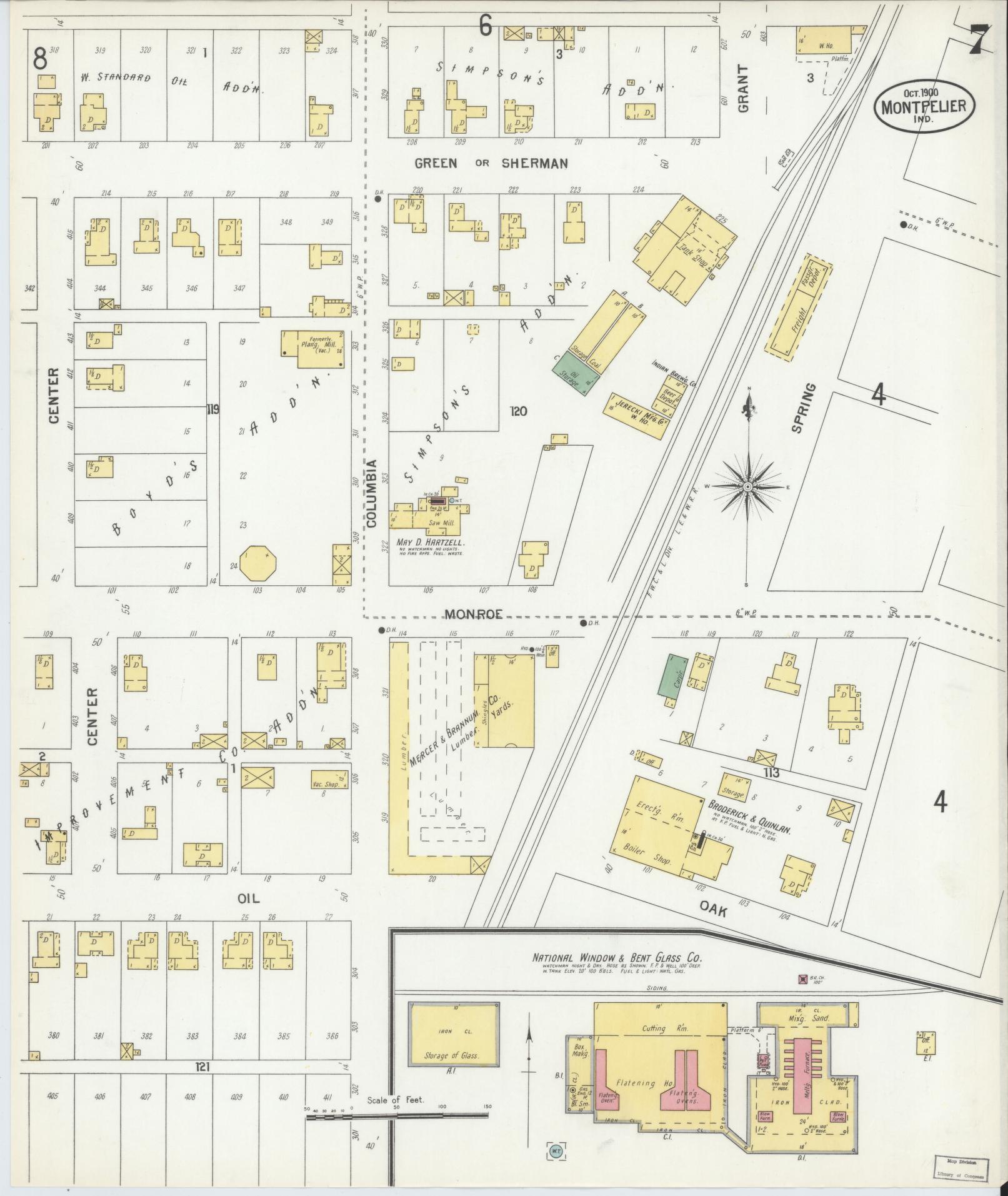 Sanborn Fire Insurance Map from Montpelier, Blackford County, Indiana (1900), Sheet #0007 - Complete Map Set gallery image, historic Sanborn map, vintage wall art, Indiana Indiana