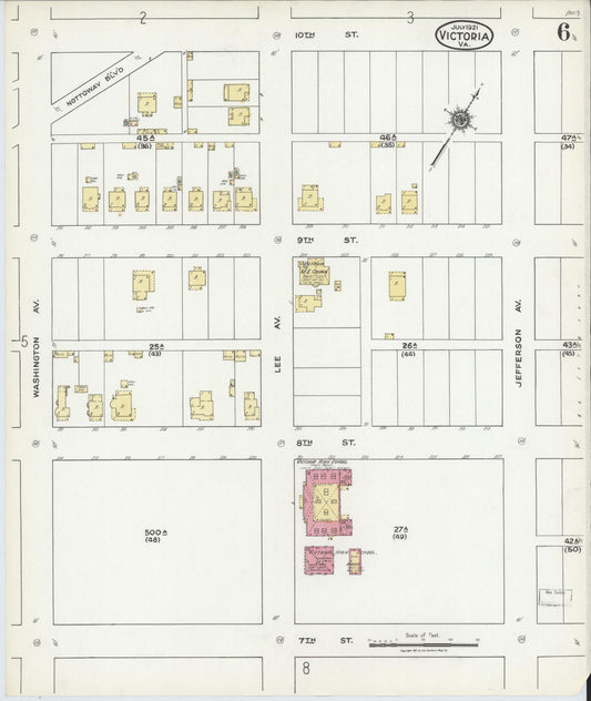 Sanborn Fire Insurance Map from Victoria, Lunenburg County, Virginia (1921), Sheet #0006 - Historic Sanborn Fire Insurance Map Print, vintage old map wall art, antique decor, genealogy gift, Virginia Virginia map