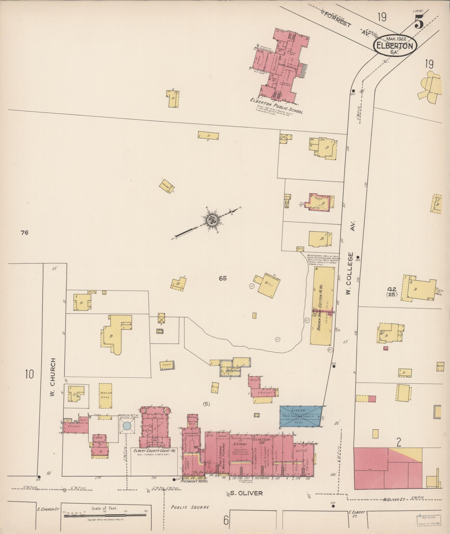 Sanborn Fire Insurance Map from Elberton, Elbert County, Georgia (1922), Sheet #0005 - Complete Map Set gallery image, historic Sanborn map, vintage wall art, Georgia Georgia