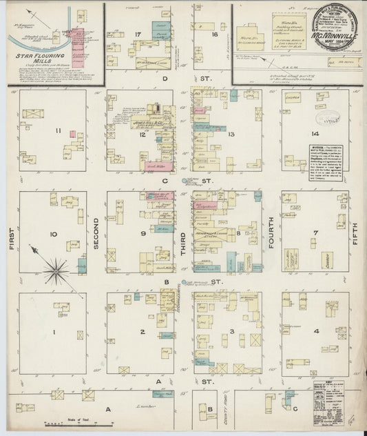 Sanborn Fire Insurance Map from McMinnville, Yamhill County, Oregon (1884), Sheet #0001 - Historic Sanborn Fire Insurance Map Print, vintage old map wall art, antique decor, genealogy gift, Oregon Oregon map
