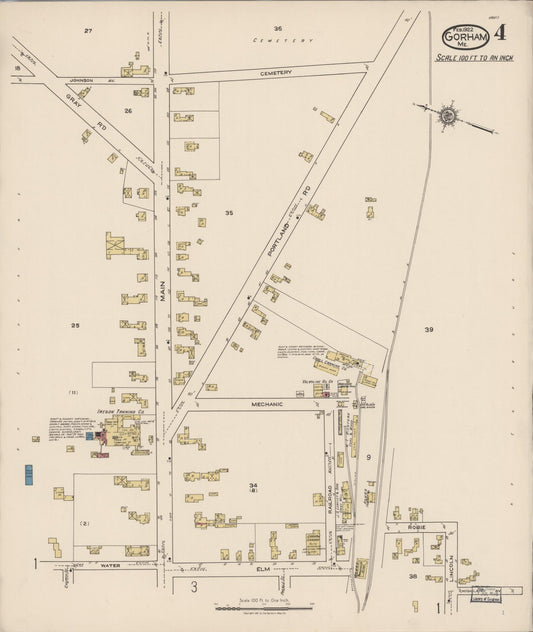 Sanborn Fire Insurance Map from Gorham, Cumberland County, Maine (1922), Sheet #0004 - Historic Sanborn Fire Insurance Map Print, vintage old map wall art, antique decor, genealogy gift, Maine Maine map