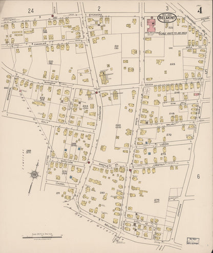 Sanborn Fire Insurance Map from Belmont, Middlesex County, Massachusetts (1922), Sheet #0004 - Complete Map Set gallery image, historic Sanborn map, vintage wall art, Massachusetts Massachusetts