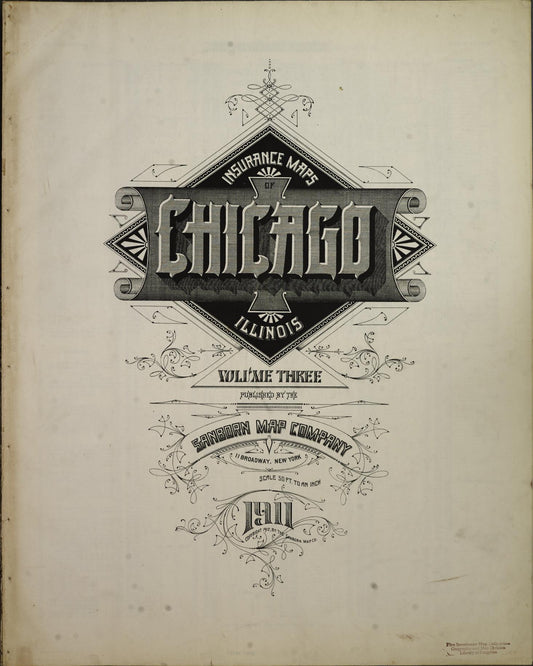 Sanborn Fire Insurance Map from Chicago, Cook County, Illinois (1911), Sheet #0001 - Historic Sanborn Fire Insurance Map Print, vintage old map wall art, antique decor, genealogy gift, Illinois Illinois map