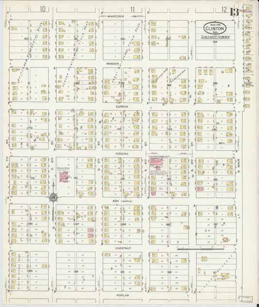 Sanborn Fire Insurance Map from Clinton, Vermillion County, Indiana (1915), Sheet #0013 - Historic Sanborn Fire Insurance Map Print, vintage old map wall art, antique decor, genealogy gift, Indiana Indiana map