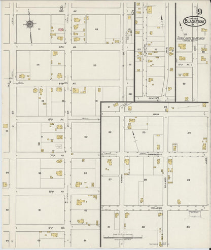 Sanborn Fire Insurance Map from Blackstone, Nottoway County, Virginia (1919), Sheet #0009 - Complete Map Set gallery image, historic Sanborn map, vintage wall art, Virginia Virginia