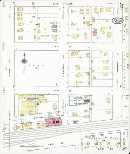 Sanborn Fire Insurance Map from Ames, Story County, Iowa (1920), Sheet #0004 - Historic Sanborn Fire Insurance Map Print