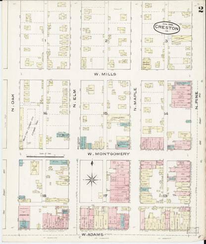 Sanborn Fire Insurance Map from Creston, Union County, Iowa (1886), Sheet #0002 - Historic Sanborn Fire Insurance Map Print