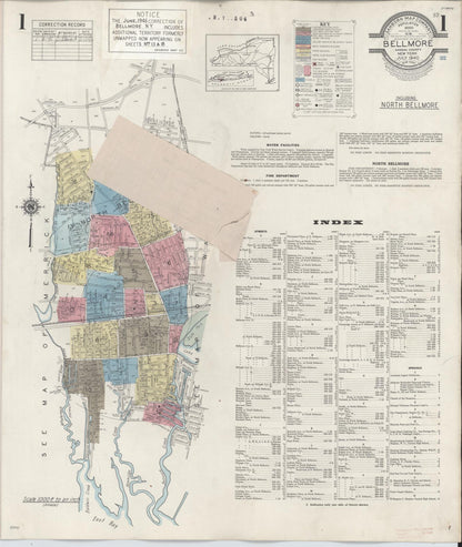 Sanborn Fire Insurance Map from Bellmore, Nassau County, New York (1945), Sheet #0001 - Complete Map Set gallery image, historic Sanborn map, vintage wall art, New York New York