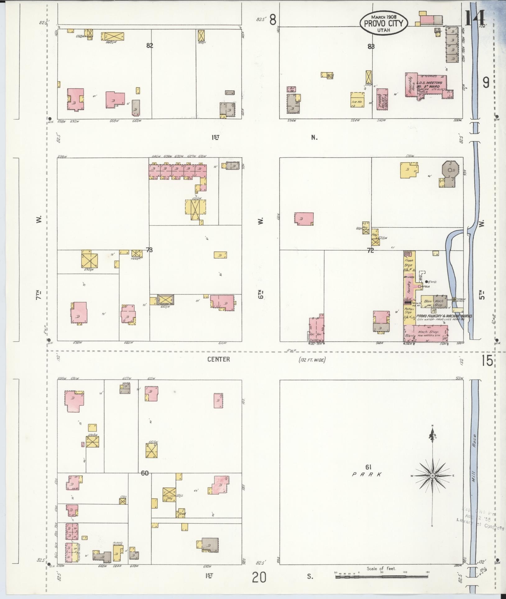 Sanborn Fire Insurance Map from Provo, Utah County, Utah (1908), Sheet #0014 - Complete Map Set gallery image, historic Sanborn map, vintage wall art, Provo Utah