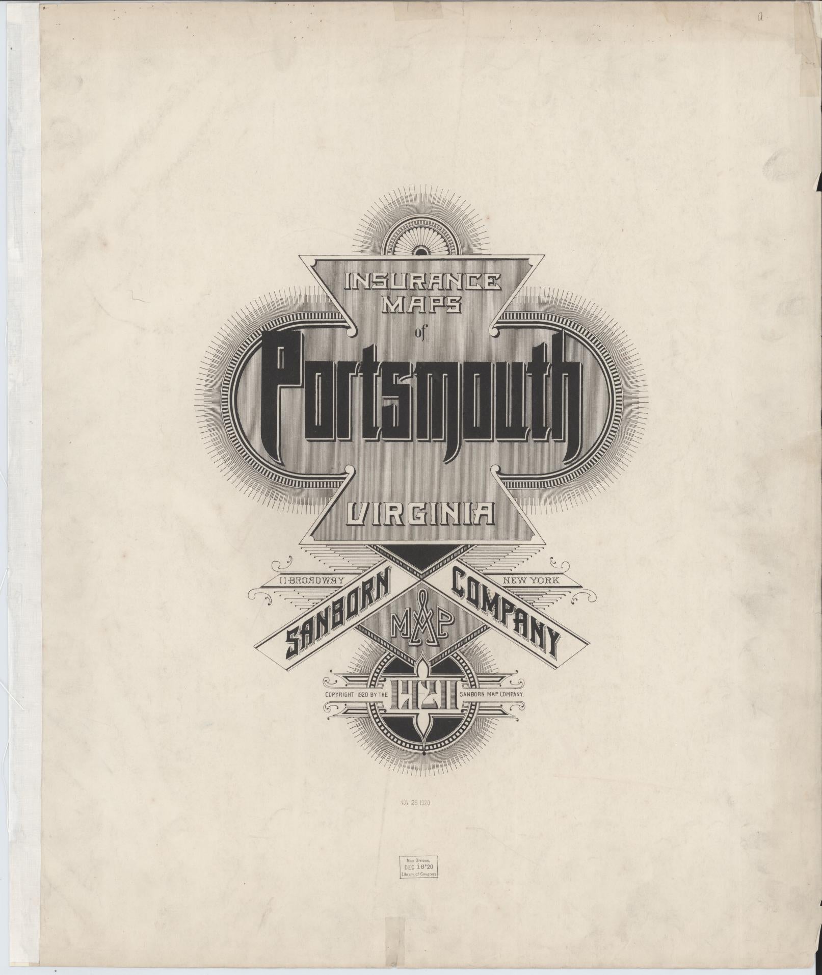 Sanborn Fire Insurance Map from Portsmouth, Independent Cities, Virginia. (1920) – Historic Sanborn Fire Insurance Map Print