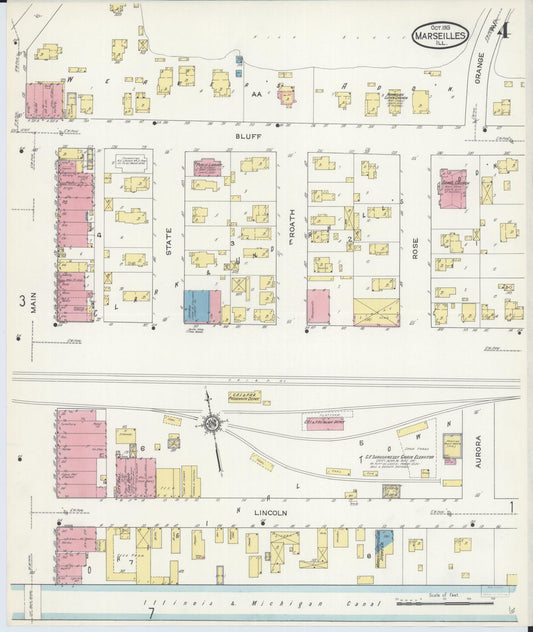 Sanborn Fire Insurance Map from Marseilles, La Salle County, Illinois (1913), Sheet #0004 - Historic Sanborn Fire Insurance Map Print, vintage old map wall art, antique decor, genealogy gift, Illinois Illinois map