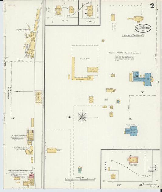 Sanborn Fire Insurance Map from Plankinton, Aurora County, South Dakota (1904), Sheet #0002 - Historic Sanborn Fire Insurance Map Print, vintage old map wall art, antique decor, genealogy gift, South Dakota South Dakota map