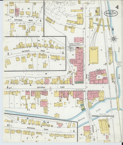 Sanborn Fire Insurance Map from Bridgeport, Belmont County, Ohio (1903), Sheet #0004 - Historic Sanborn Fire Insurance Map Print, vintage old map wall art, antique decor, genealogy gift, Ohio Ohio map