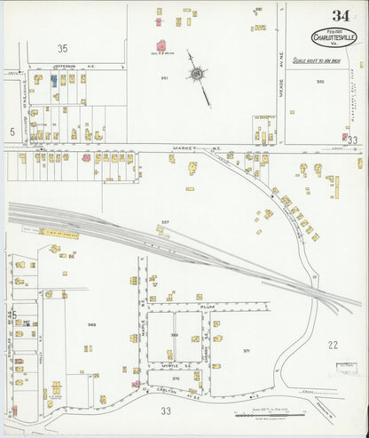 Sanborn Fire Insurance Map from Charlottesville, Independent Cities, Virginia (1920), Sheet #0034 - Complete Map Set gallery image, historic Sanborn map, vintage wall art, Virginia Virginia