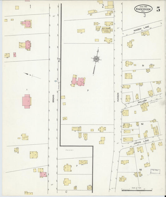 Sanborn Fire Insurance Map from Kinderhook, Columbia County, New York (1912), Sheet #0005 - Historic Sanborn Fire Insurance Map Print, vintage old map wall art, antique decor, genealogy gift, New York New York map
