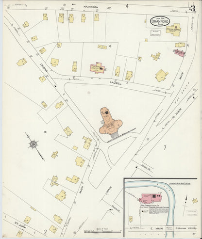 Sanborn Fire Insurance Map from Branford, New Haven County, Connecticut (1914), Sheet #0003 - Complete Map Set gallery image, historic Sanborn map, vintage wall art, Connecticut Connecticut