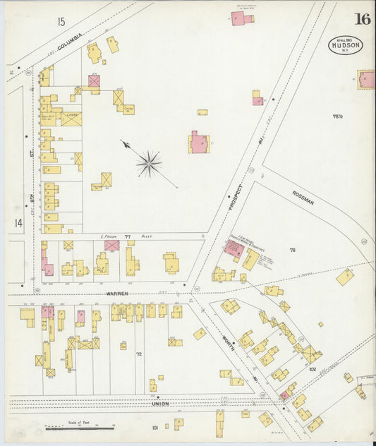Sanborn Fire Insurance Map from Hudson, Columbia County, New York (1903), Sheet #0016 - Historic Sanborn Fire Insurance Map Print, vintage old map wall art, antique decor, genealogy gift, New York New York map