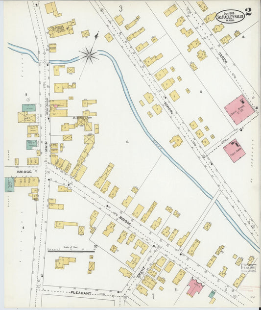 Sanborn Fire Insurance Map from South Hadley Falls, Hampshire County, Massachusetts (1905), Sheet #0002 - Historic Sanborn Fire Insurance Map Print, vintage old map wall art, antique decor, genealogy gift, Massachusetts Massachusetts map