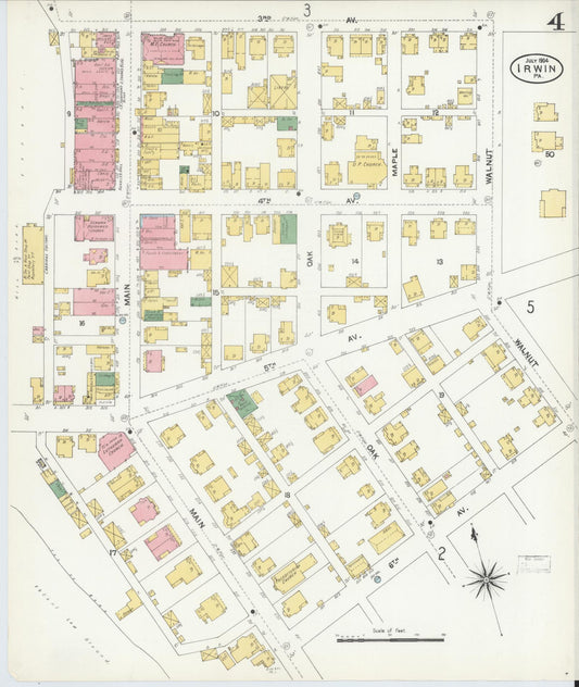 Sanborn Fire Insurance Map from Irwin, Westmoreland County, Pennsylvania (1904), Sheet #0004 - Historic Sanborn Fire Insurance Map Print, vintage old map wall art, antique decor, genealogy gift, Pennsylvania Pennsylvania map