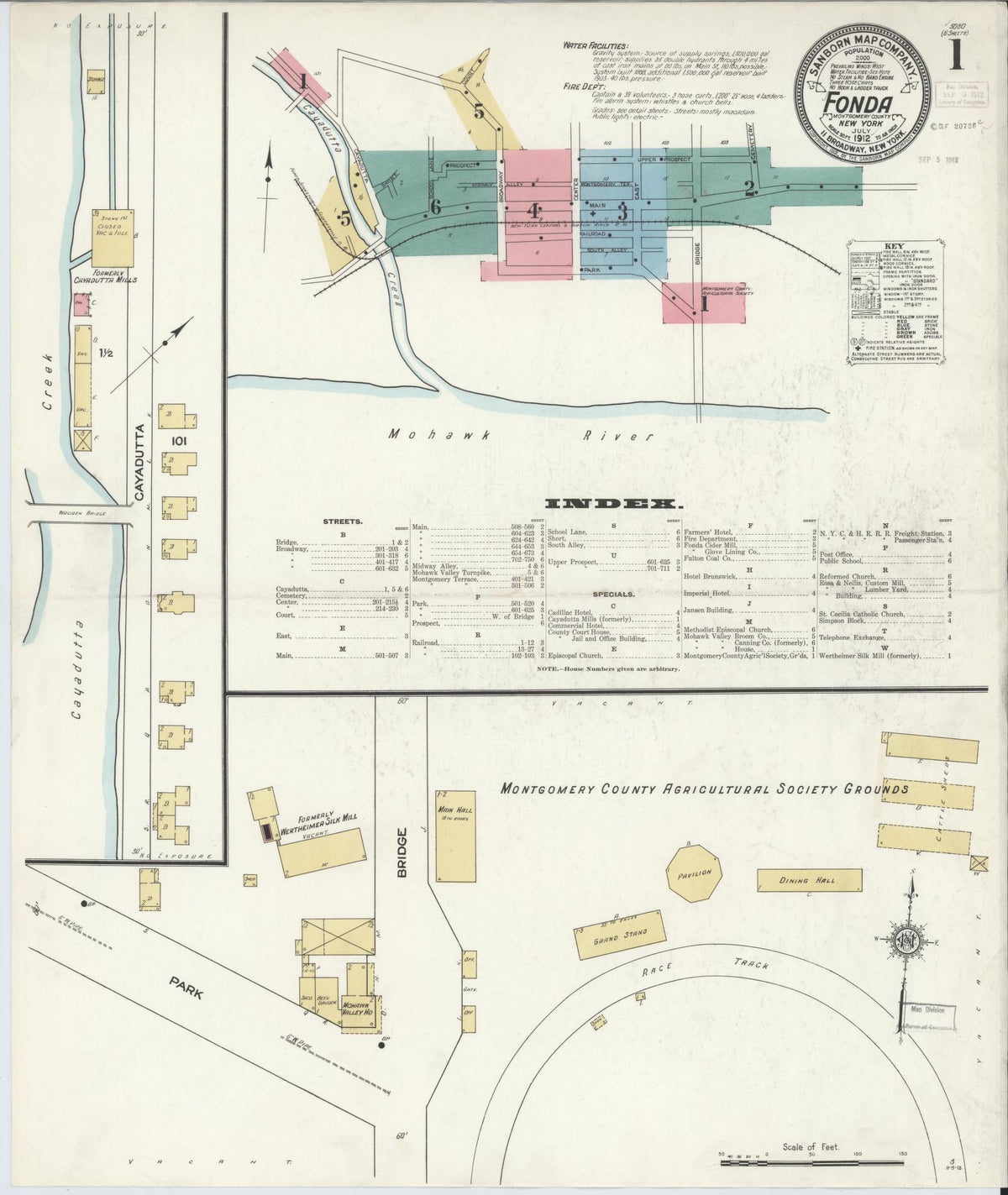 Sanborn Fire Insurance Map from Fonda, Montgomery County, New York (1912), Sheet #0001 - Complete Map Set gallery image, historic Sanborn map, vintage wall art, New York New York