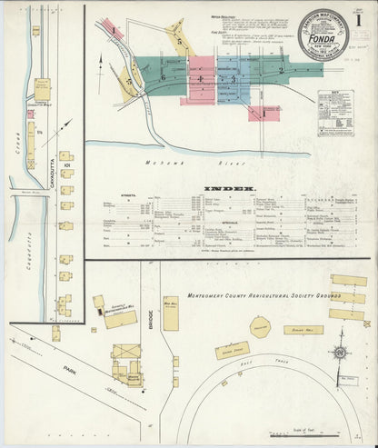 Sanborn Fire Insurance Map from Fonda, Montgomery County, New York (1912), Sheet #0001 - Complete Map Set gallery image, historic Sanborn map, vintage wall art, New York New York