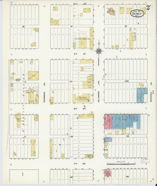 Sanborn Fire Insurance Map from Dewey, Washington County, Oklahoma (1911), Sheet #0002 - Historic Sanborn Fire Insurance Map Print, vintage old map wall art, antique decor, genealogy gift, Oklahoma Oklahoma map