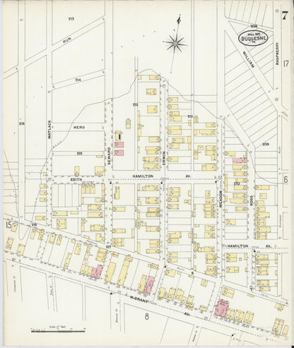 Sanborn Fire Insurance Map from Duquesne, Allegheny County, Pennsylvania (1907), Sheet #0007 - Complete Map Set gallery image, historic Sanborn map, vintage wall art, Pennsylvania Pennsylvania
