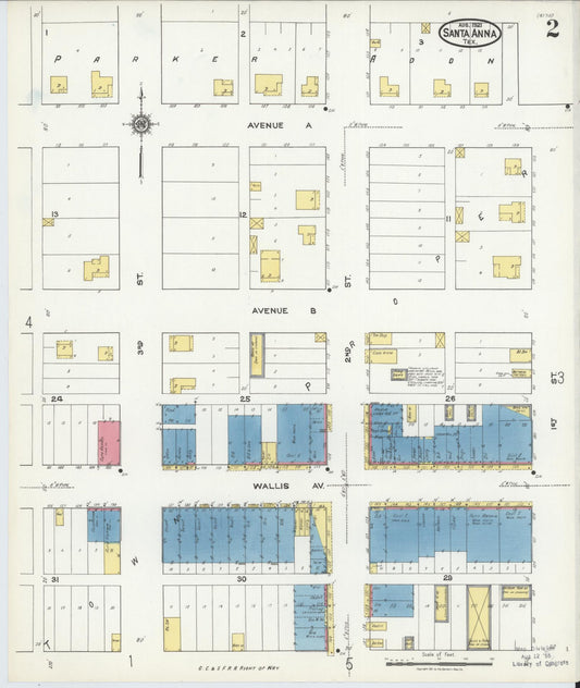 Sanborn Fire Insurance Map from Santa Anna, Coleman County, Texas (1921), Sheet #0002 - Historic Sanborn Fire Insurance Map Print, vintage old map wall art, antique decor, genealogy gift, Texas Texas map