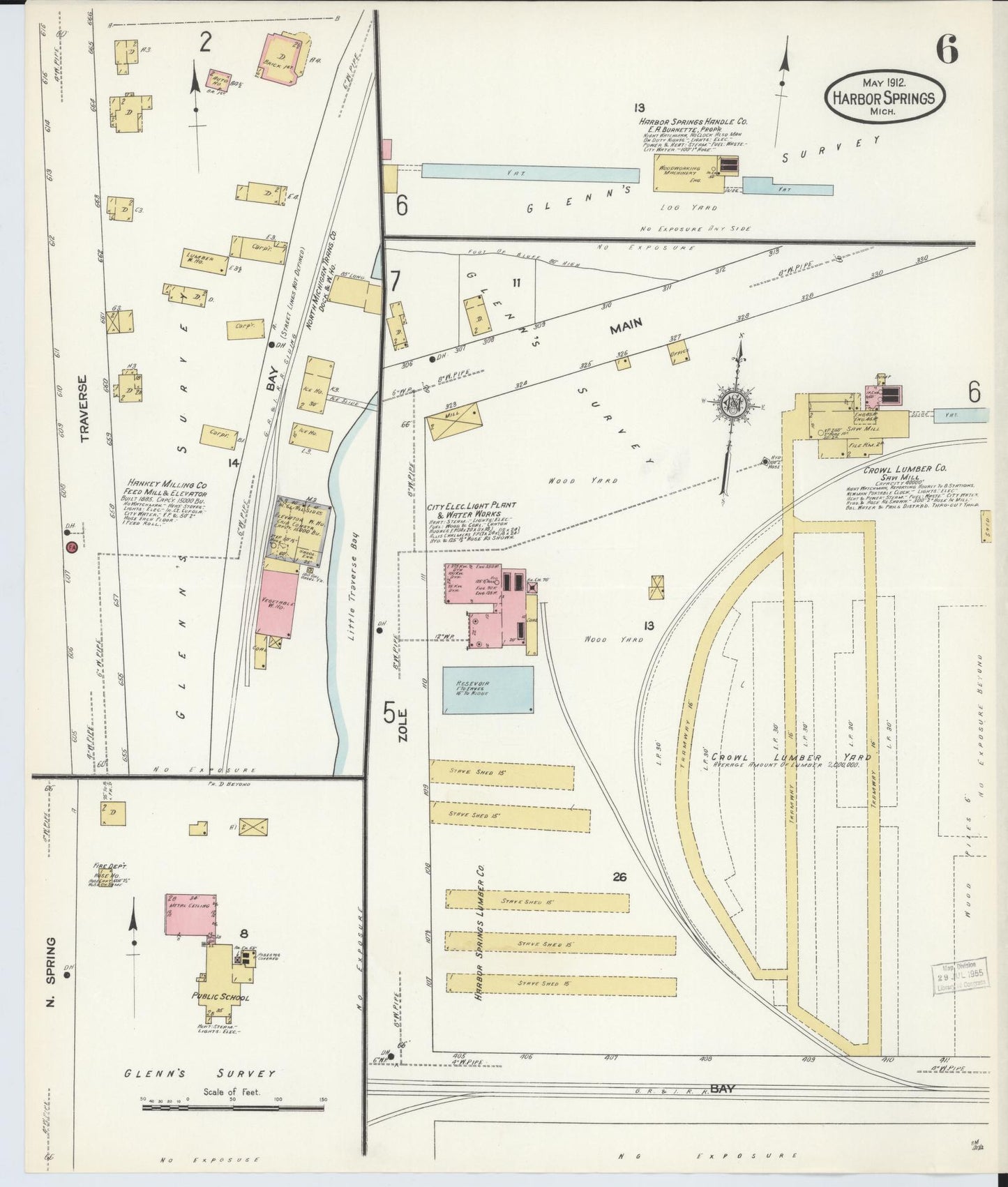 Sanborn Fire Insurance Map from Harbor Springs, Emmet County, Michigan (1912), Sheet #0006 - Complete Map Set gallery image, historic Sanborn map, vintage wall art, Michigan Michigan
