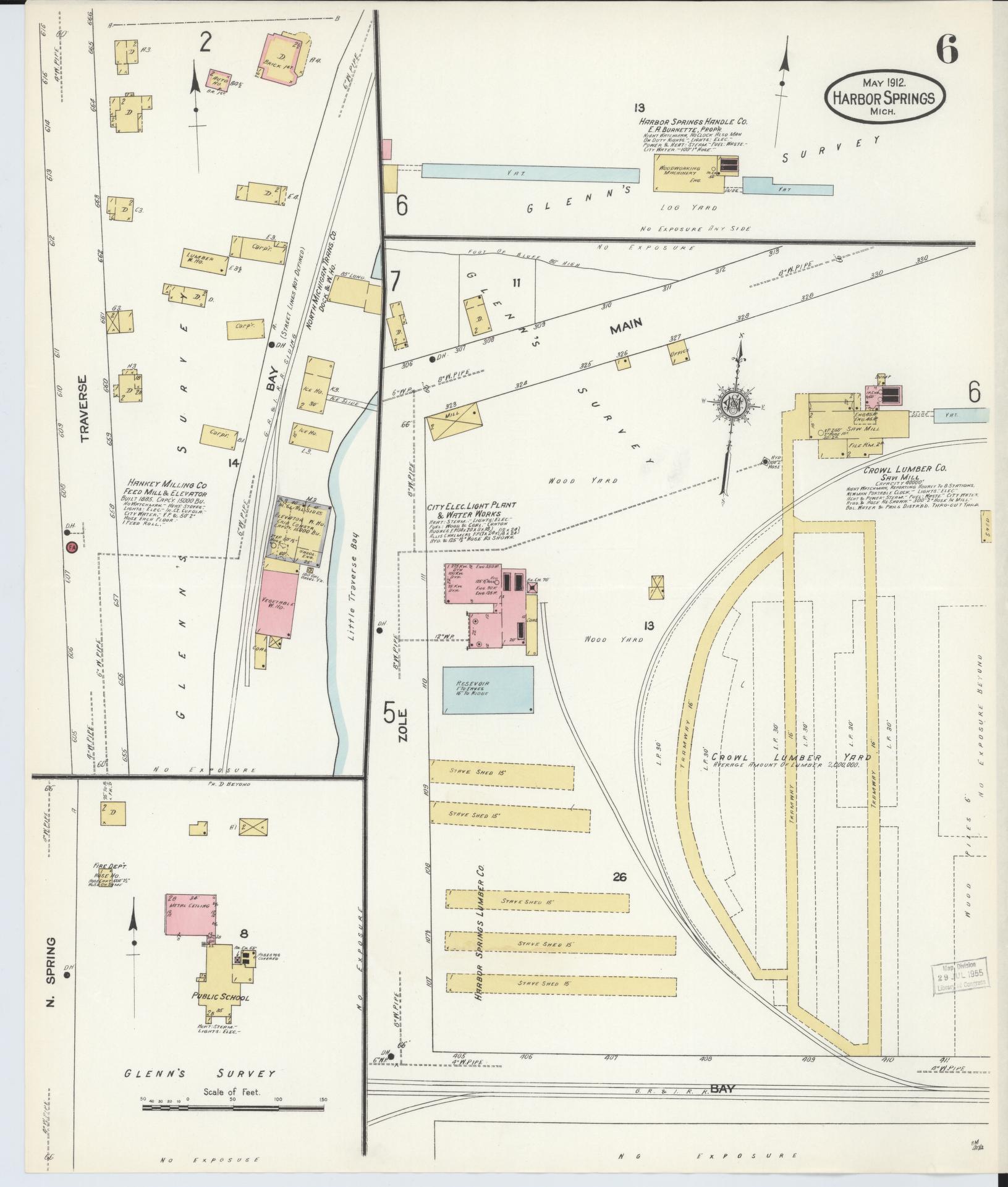 Sanborn Fire Insurance Map from Harbor Springs, Emmet County, Michigan (1912), Sheet #0006 - Complete Map Set gallery image, historic Sanborn map, vintage wall art, Michigan Michigan
