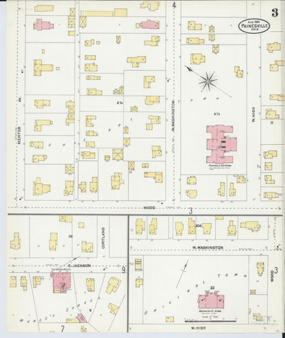 Sanborn Fire Insurance Map from Painesville, Lake County, Ohio (1904), Sheet #0003 - Complete Map Set gallery image, historic Sanborn map, vintage wall art, Ohio Ohio