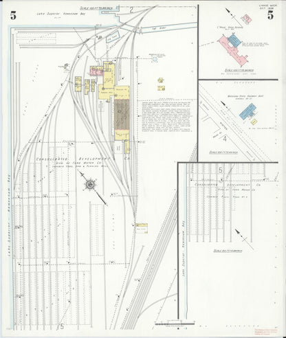 Sanborn Fire Insurance Map from L'Anse, Baraga County, Michigan (1938), Sheet #0005 - Historic Sanborn Fire Insurance Map Print, vintage old map wall art, antique decor, genealogy gift, Michigan Michigan map
