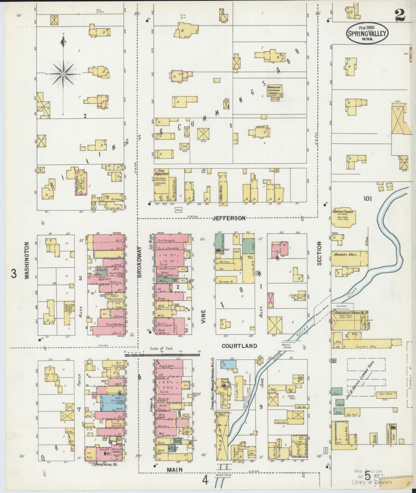 Sanborn Fire Insurance Map from Spring Valley, Fillmore County, Minnesota (1900), Sheet #0002 - Complete Map Set gallery image, historic Sanborn map, vintage wall art, Minnesota Minnesota