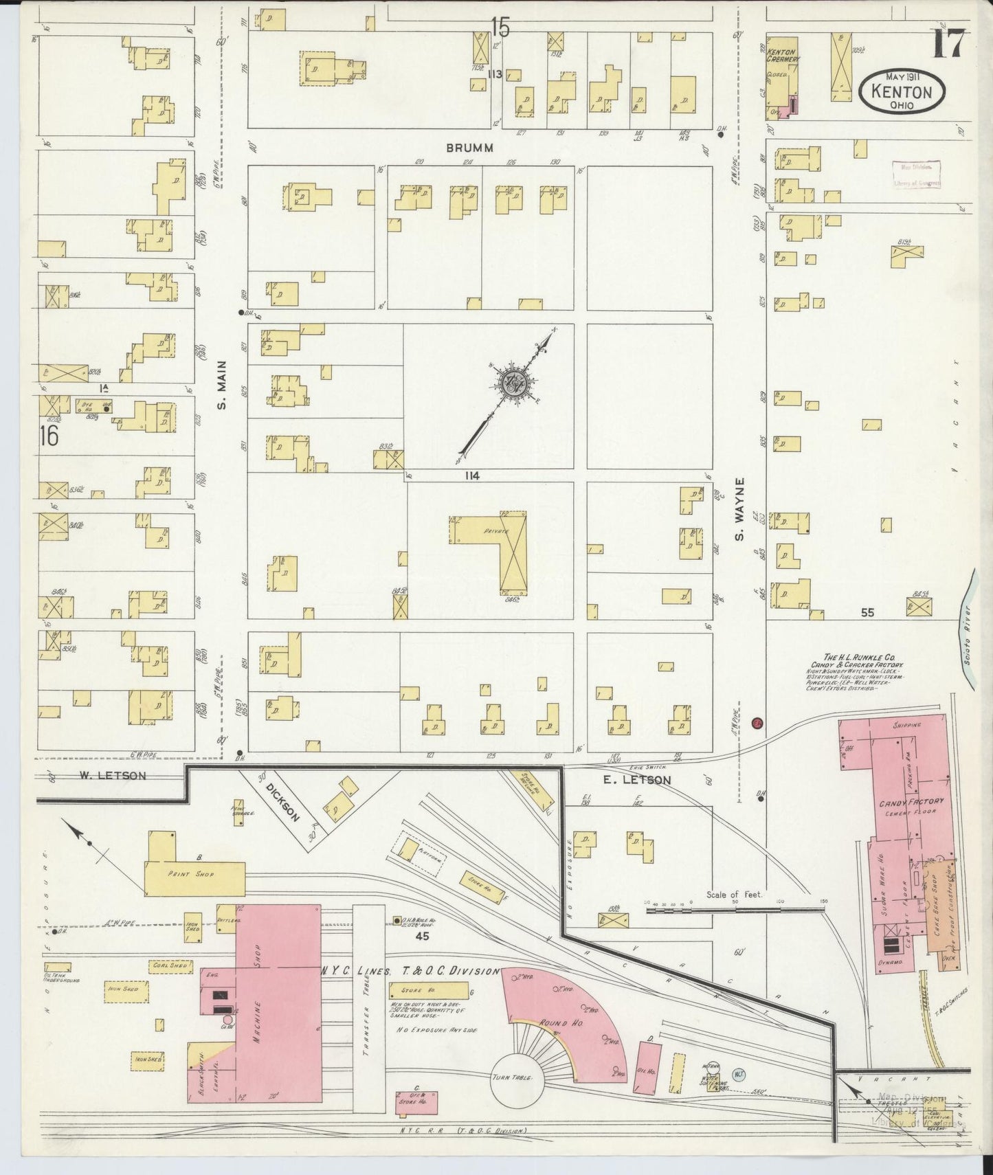 Sanborn Fire Insurance Map from Kenton, Hardin County, Ohio (1911), Sheet #0017 - Historic Sanborn Fire Insurance Map Print, vintage old map wall art, antique decor, genealogy gift, Ohio Ohio map