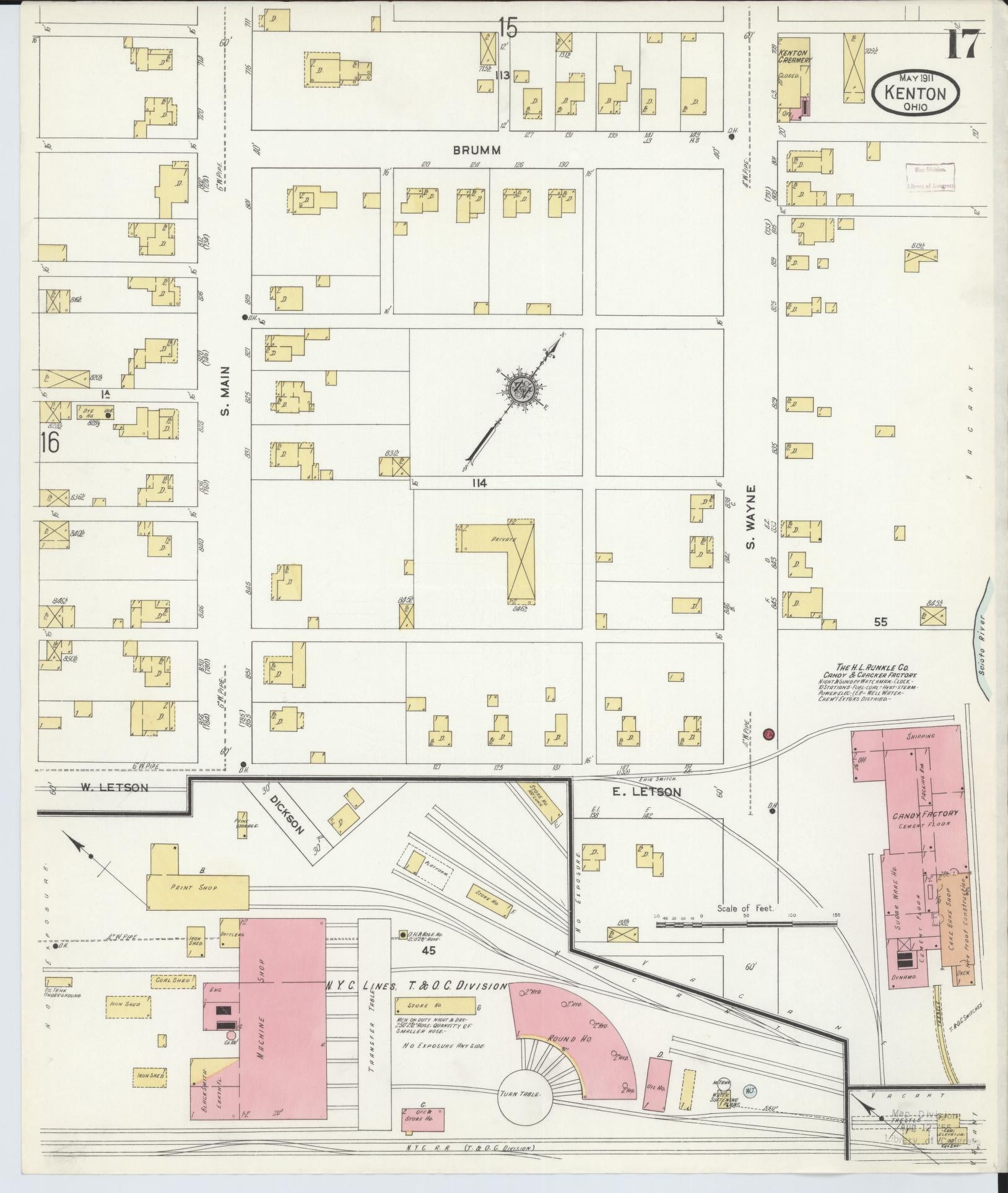 Sanborn Fire Insurance Map from Kenton, Hardin County, Ohio (1911), Sheet #0017 - Historic Sanborn Fire Insurance Map Print, vintage old map wall art, antique decor, genealogy gift, Ohio Ohio map