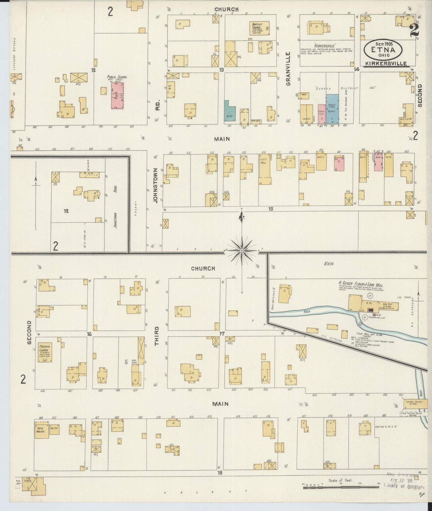 Sanborn Fire Insurance Map from Etna, Luking County, Ohio (1905), Sheet #0002 - Historic Sanborn Fire Insurance Map Print, vintage old map wall art, antique decor, genealogy gift, Ohio Ohio map