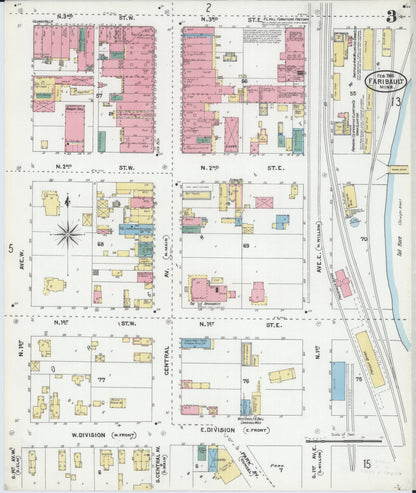 Sanborn Fire Insurance Map from Faribault, Rice County, Minnesota (1905), Sheet #0003 - Complete Map Set gallery image, historic Sanborn map, vintage wall art, Minnesota Minnesota