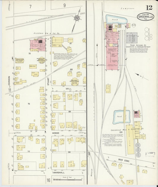 Sanborn Fire Insurance Map from Greenville, Hunt County, Texas (1914), Sheet #0012 - Historic Sanborn Fire Insurance Map Print, vintage old map wall art, antique decor, genealogy gift, Texas Texas map