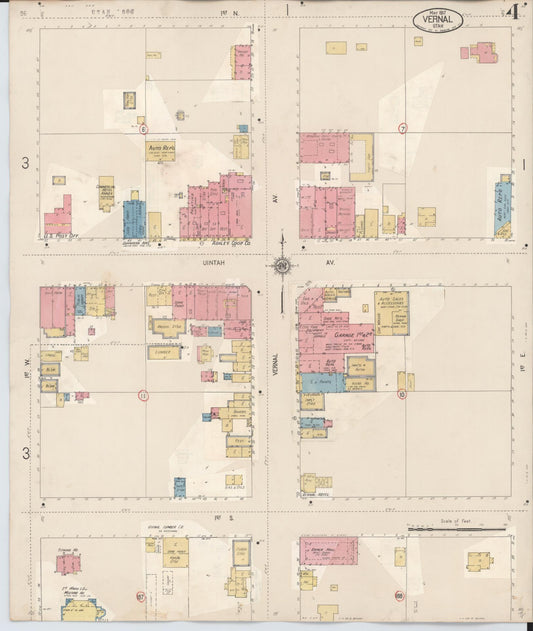 Sanborn Fire Insurance Map from Vernal, Uintah County, Utah (1931), Sheet #0004 - Historic Sanborn Fire Insurance Map Print, vintage old map wall art, antique decor, genealogy gift, Utah Utah map