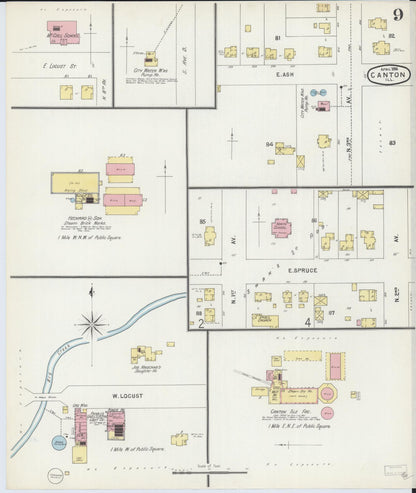 Sanborn Fire Insurance Map from Canton, Fulton County, Illinois (1896), Sheet #0009 - Historic Sanborn Fire Insurance Map Print, vintage old map wall art, antique decor, genealogy gift, Illinois Illinois map
