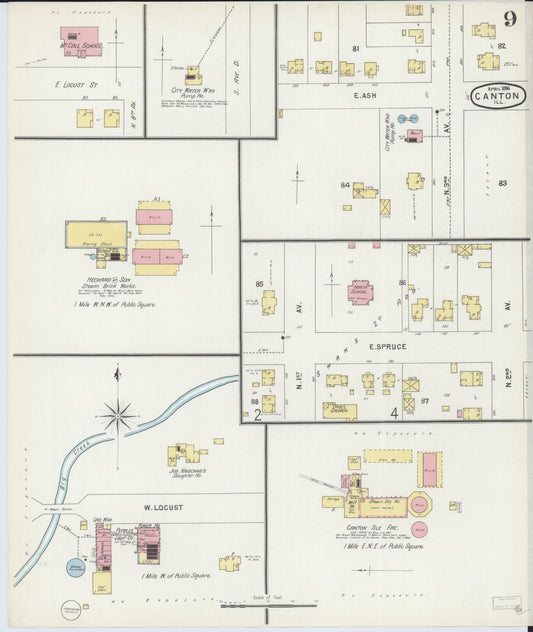 Sanborn Fire Insurance Map from Canton, Fulton County, Illinois (1896), Sheet #0009 - Historic Sanborn Fire Insurance Map Print, vintage old map wall art, antique decor, genealogy gift, Illinois Illinois map
