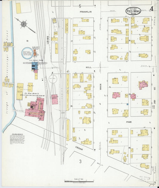 Sanborn Fire Insurance Map from Red Wing, Goodhue County, Minnesota (1917), Sheet #0004 - Historic Sanborn Fire Insurance Map Print, vintage old map wall art, antique decor, genealogy gift, Minnesota Minnesota map