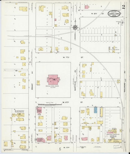 Sanborn Fire Insurance Map from Loveland, Larimer County, Colorado (1918), Sheet #0002 - Complete Map Set gallery image, historic Sanborn map, vintage wall art, Colorado Colorado